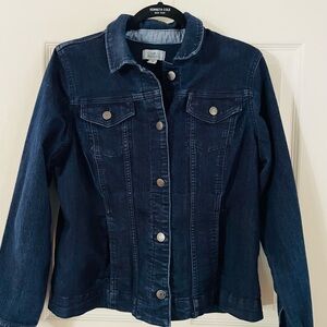 croft & barrow Navy Blue Jean Jacket with Button Front